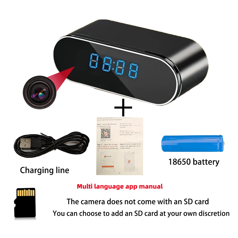 Nieuwe 4K HD Mini Clock WiFi-camera met infrarood nachtzicht, bewegingsdetectie, weergave op afstand, draadloze thuiscamera