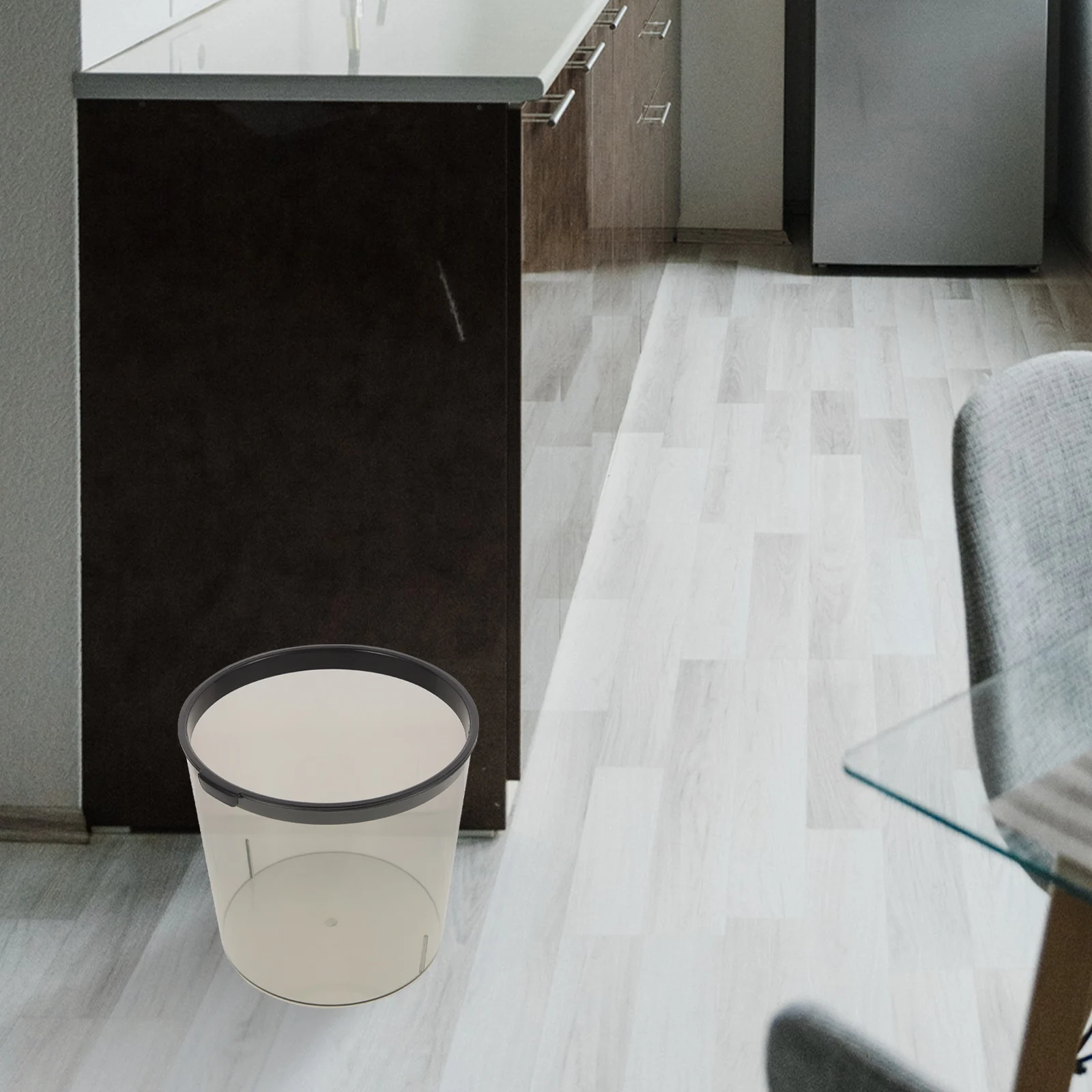 

Desktop Trash Can Small Size Transparent Grey Bin Waste Paper Basket Kitchen Bedroom Office Plastic Garbage Can For Home Smooth