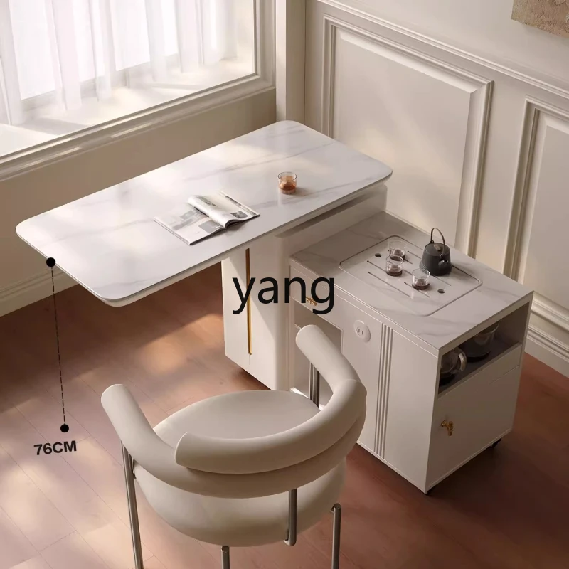 

YHM Home Light Luxury Modern Rock Board Side Table Rotatable Tea Table
