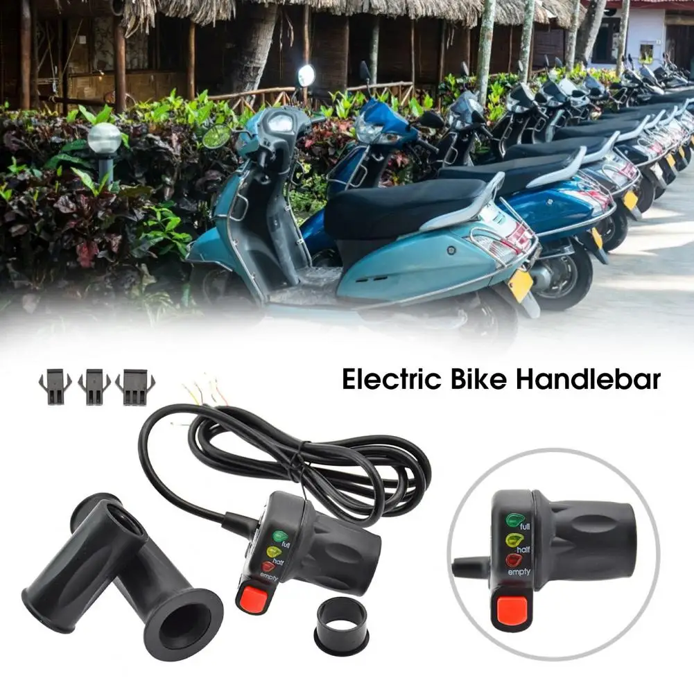 Acelerador elétrico para bicicletas com interruptor, visor de alimentação, travamento automático, mountain bike, controlo de velocidade, barra de alavanca, acessórios para bicicletas, 36 V, 48V