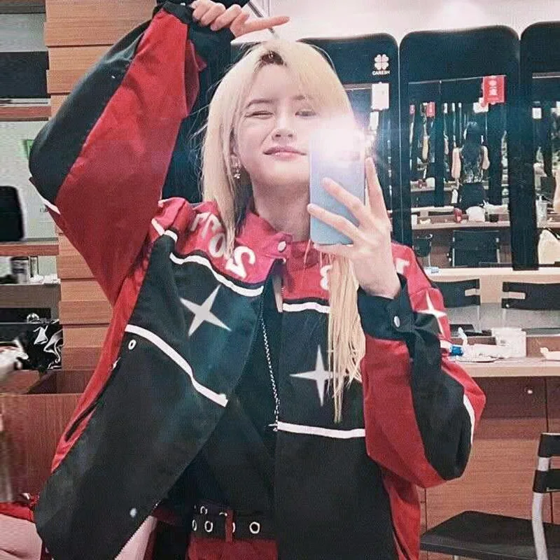 

Biker Jackets Womens Jacket Air Hood Leatherette Printed Zippered Longline Riding Retro Urban Classic Comfortable Halloween Chic