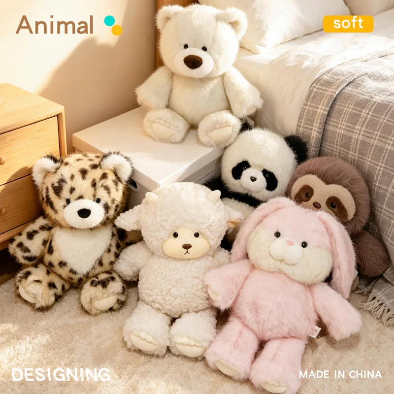 50cm Super Soft Animal Plush Bunny Sheep Sloth Panda Leopard Bear to Run Limbs Cute Comfort Stuffed Toy for Kids Accompany Gifts