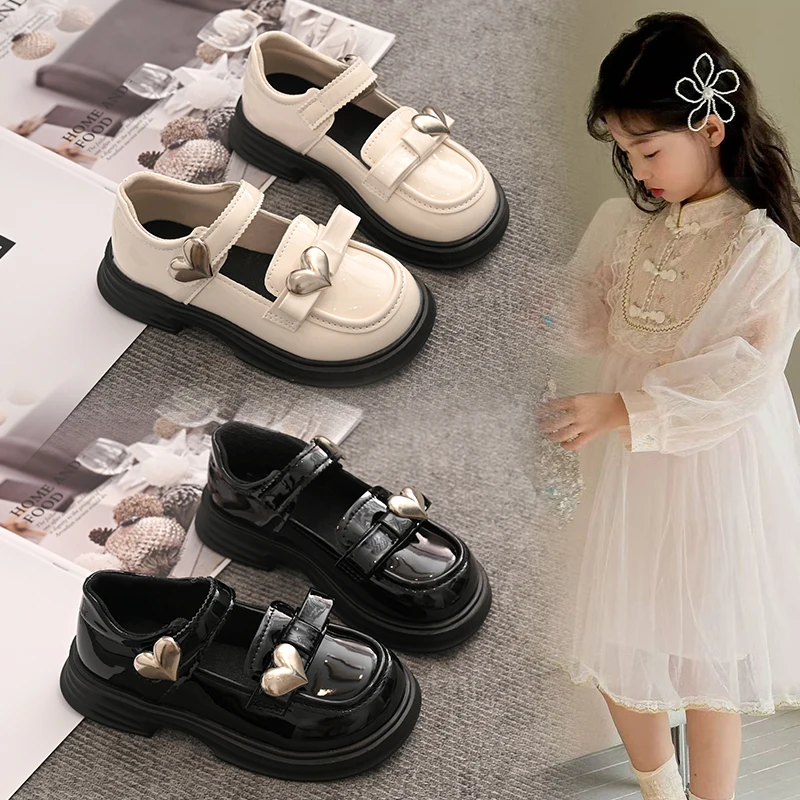 JGSHOWKITO Girls Princess Shoes for Wedding Party with Heart Deco Princess Sweet Kids Mary Janes for School 26-37 Soft Chic New