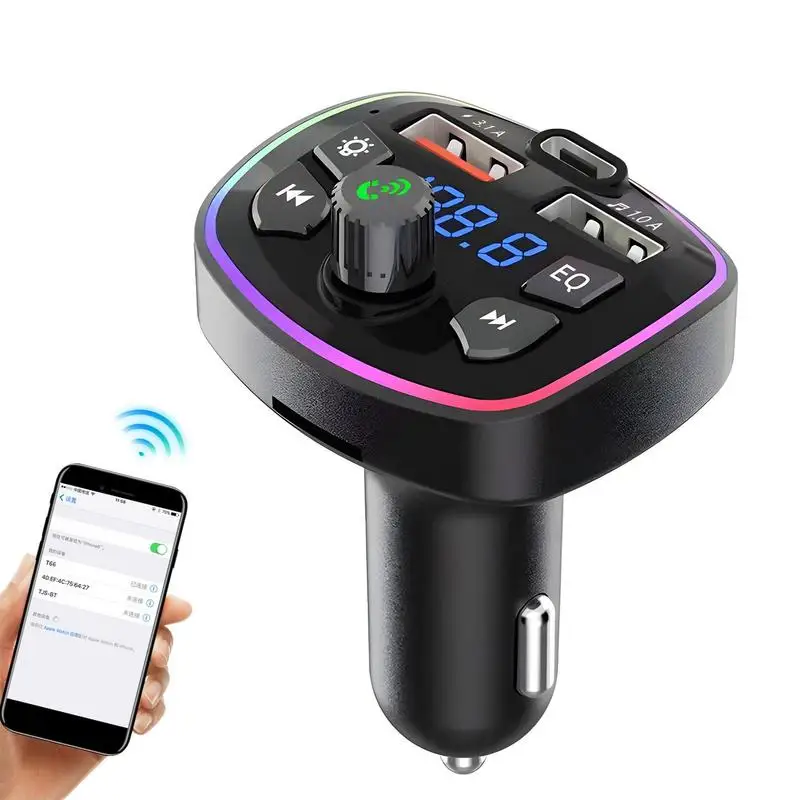 FM Transmitter Car Adapter Bluetooths 5.0 FM Transmitter Auto Type C Charger Adapter And Mp3 Player Deep Bass Sound For Most Car