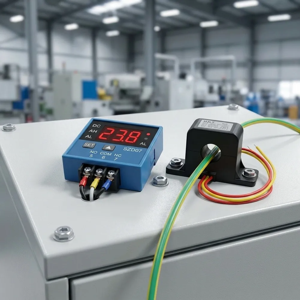 DC Digital Ammeter SZD07 0.3-50A Measurement Hall Effect Sensor 6A/250VAC Relay for contact Capacity for Alarm Output