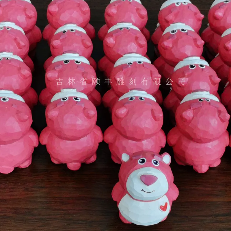 Strawberry Bear Lotso Wood Carving Ornaments Living Room Craft Accessories Toy Story 3 Cartoon Characters Children's Gifts