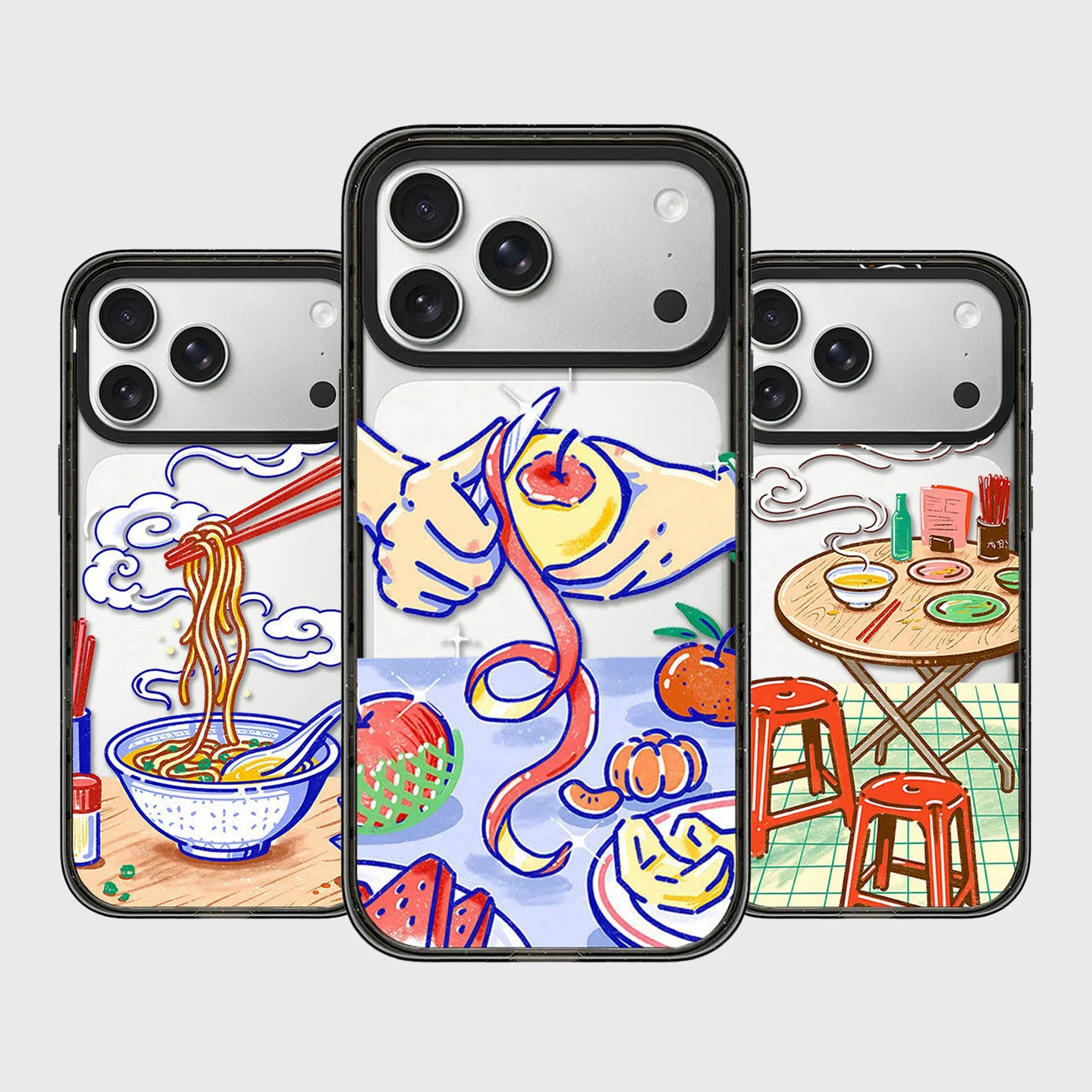 Noodle with Soup Pattern Impact Black Border Magnetic Phone Case Cover for IPhone 13 14 15 16 17 Pro Max Case for IPhone Air