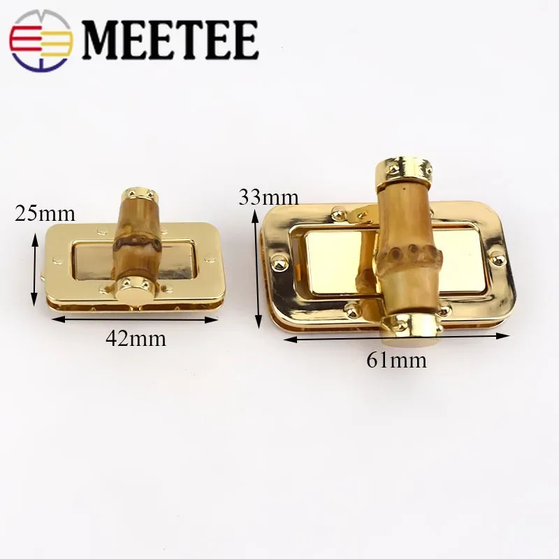 2/5Pcs Meetee Bamboo Turn Lock Snap Women Bag Twist Buckles Closure Clasps DIY Metal Purse Buckle Hardware Decor Accessories