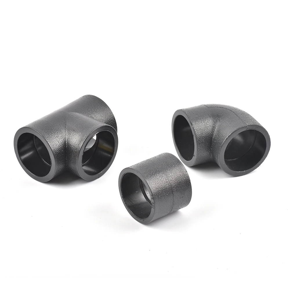 20/25/32/40/50mm Black PE Hot Melt Adapter Pipe Fittings Straight Elbow Tee Cross Connector Water Pipe