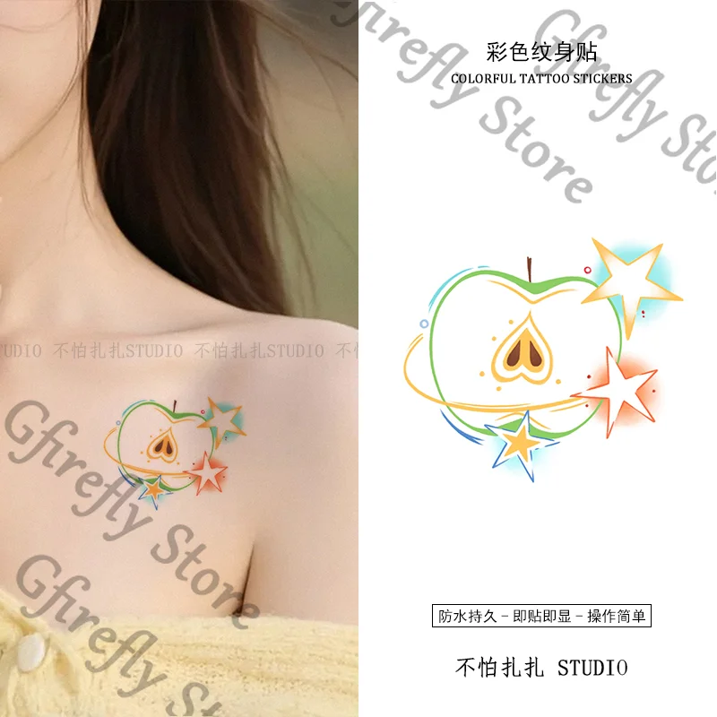 

Love and Deepspace Apple Picture Tags Imprinting Clavicle Tattoo Sticker Arm Paster Decals Cosplay Waterproof Anime Caleb Gift