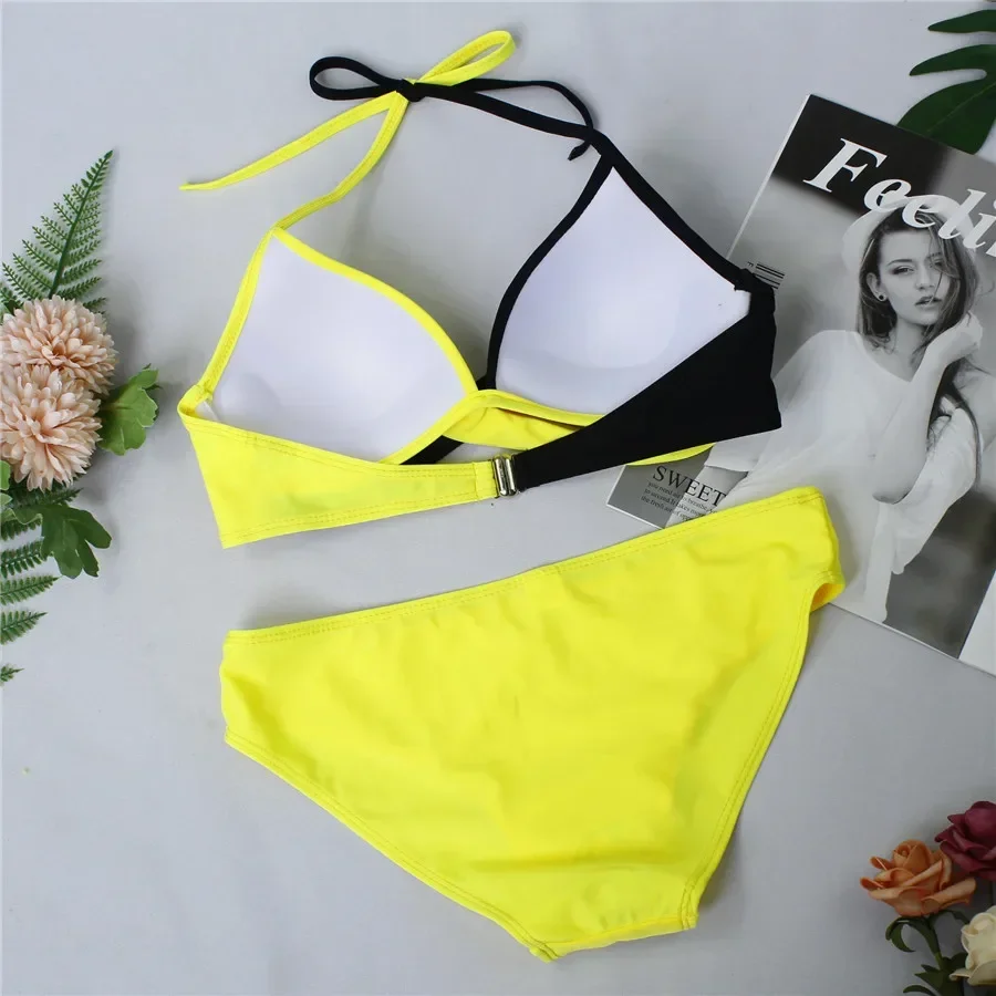 Sexy Bikini Push Up Swimwear Women Brazilain Biquinis Feminino 2024 Mujer Strój kąpielowy Tanga Strój kąpielowy 2-częściowy Zestaw Mujer