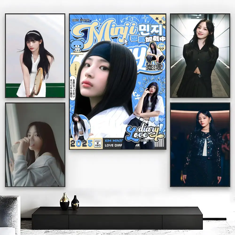 Y2K Kpop Idol K-Kim M-Minji Poster Wall Art Print Art Suitable for Living Room Bedroom Bar Parlor Home Decor Gift