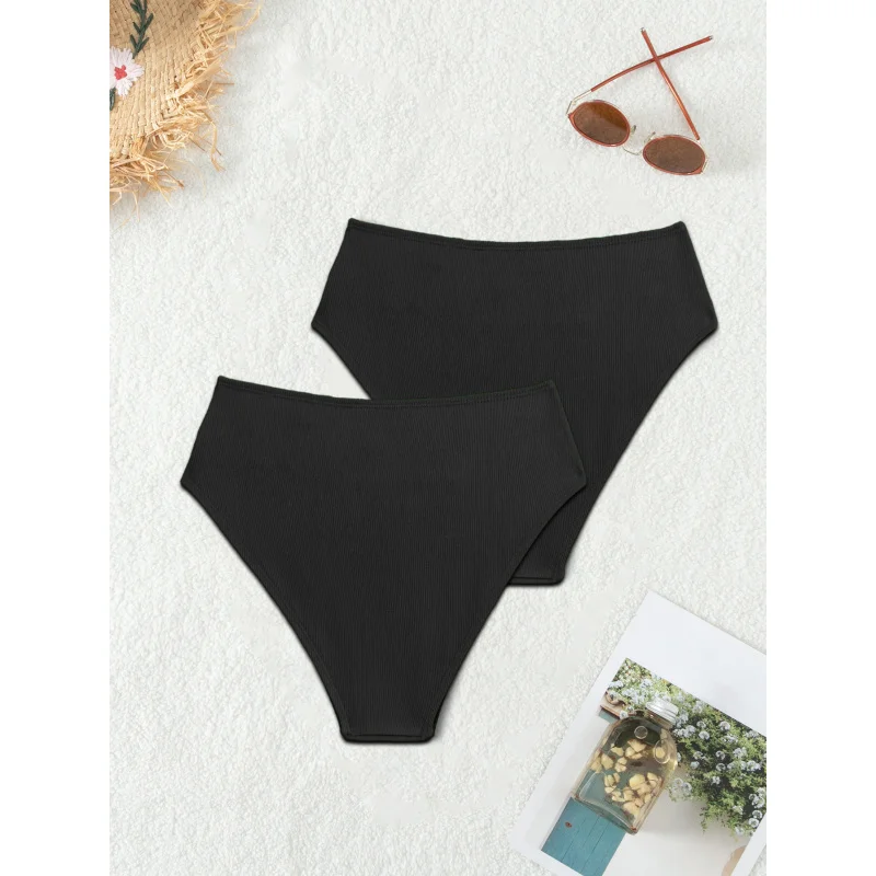 2025Summer New Fashion Solid Color Bikini Swimsuit Sexy Ruched Unique Women's Triangle Swim Bottoms