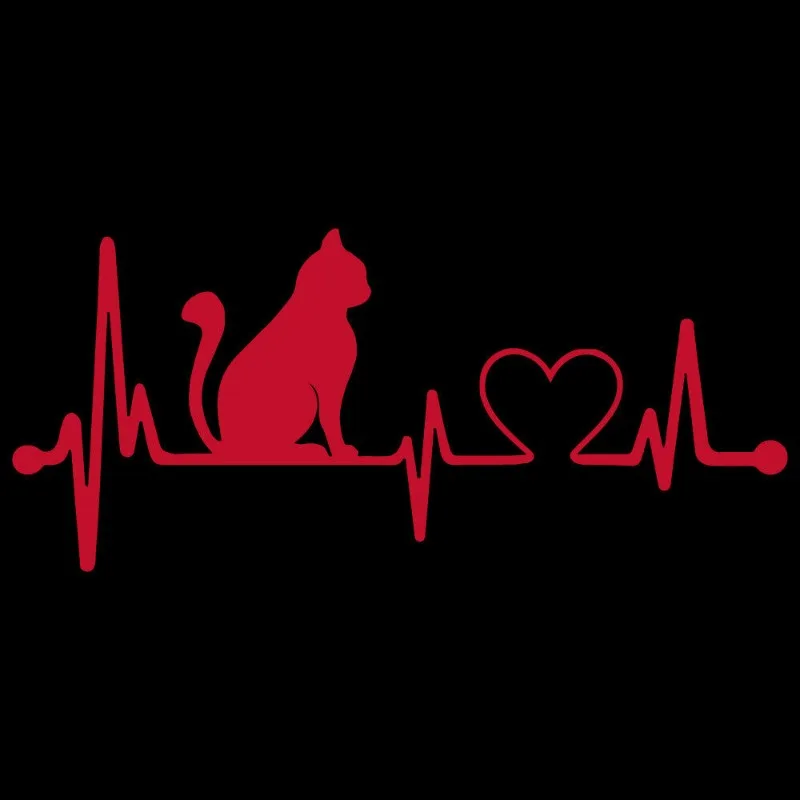 

Наклейка для украшения автомобиля HEARTBEAT CAT LOVE v2 Виниловая наклейка на окно автомобиля Pet Rescue Animal Kitty 20 см ПВХ KK