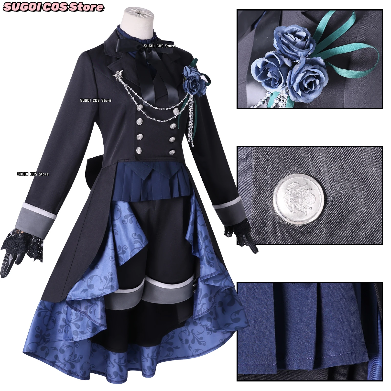 Anime Black Butler Ciel Phantomhive Cosplay Costume Gothic Classic Knight Suit Wig Jewelry Accessory Role-playing Party Suit