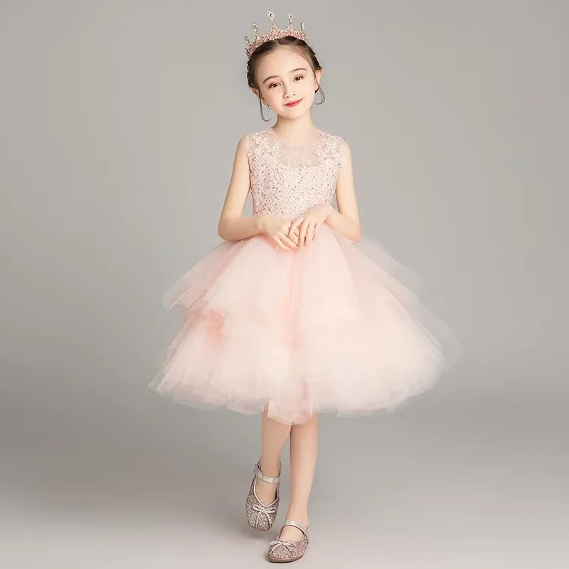 Tulle Tutu Princess Dress For Little Girls Flower Girl Wedding Gown Birthday Evening Costume For Fashion Show Host Piano Recital