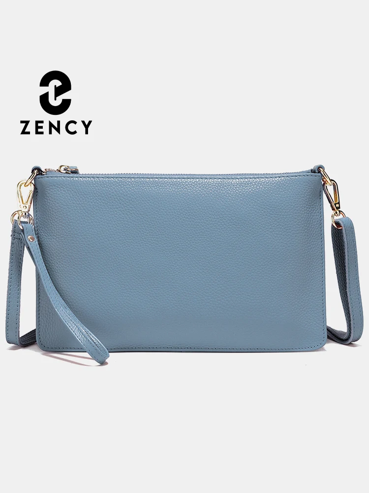 

Zency Portable Phone Bag Soft Leather Shoulder Crossbody with Long Strap Many Zipper Pockets Handbag Lightweight Messenger Bags