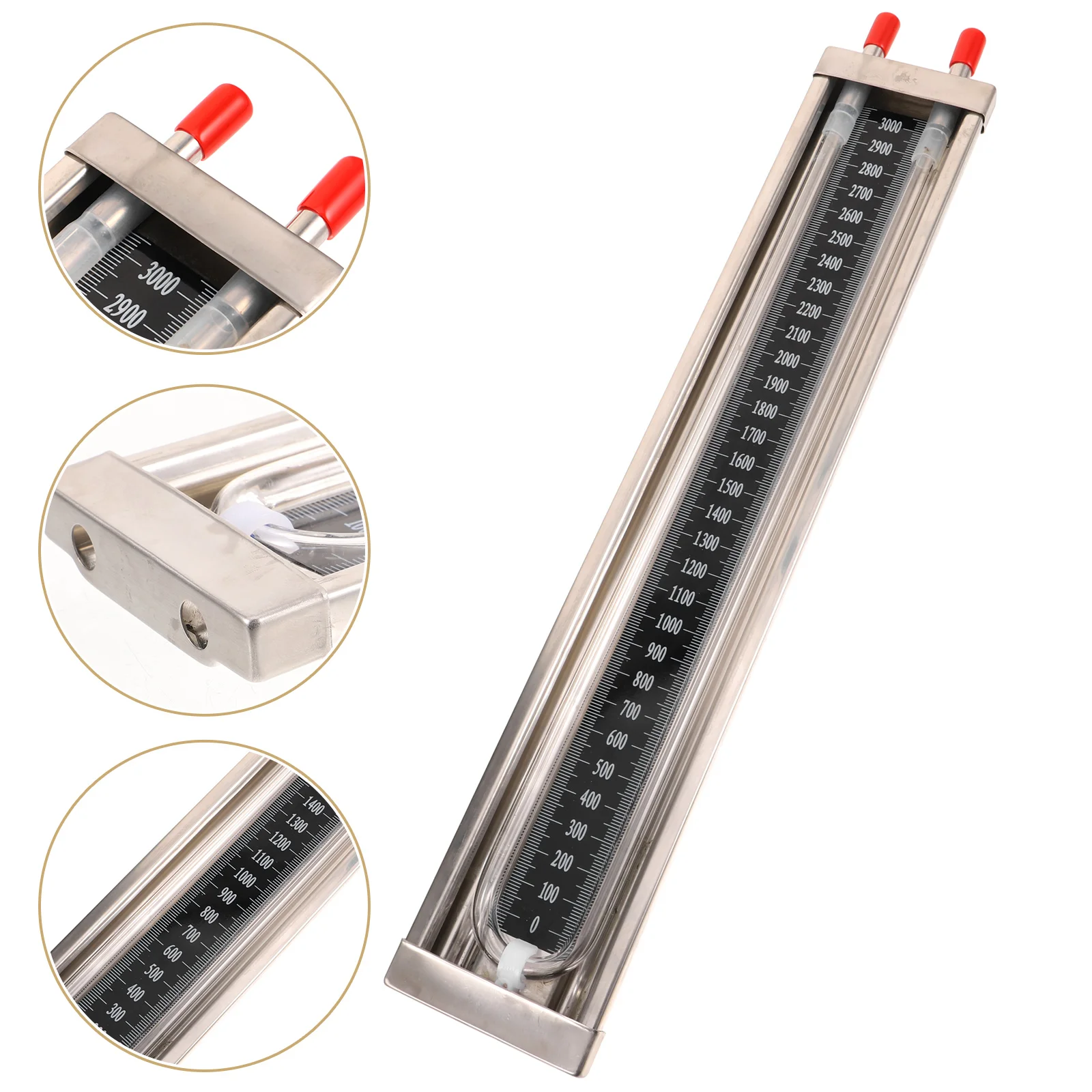 

Pressure Gauge Differential Meter Natural Gas Pipeline Water Column Manometer Vacuum Stainless Steel 0-3000PA Lightweight Design