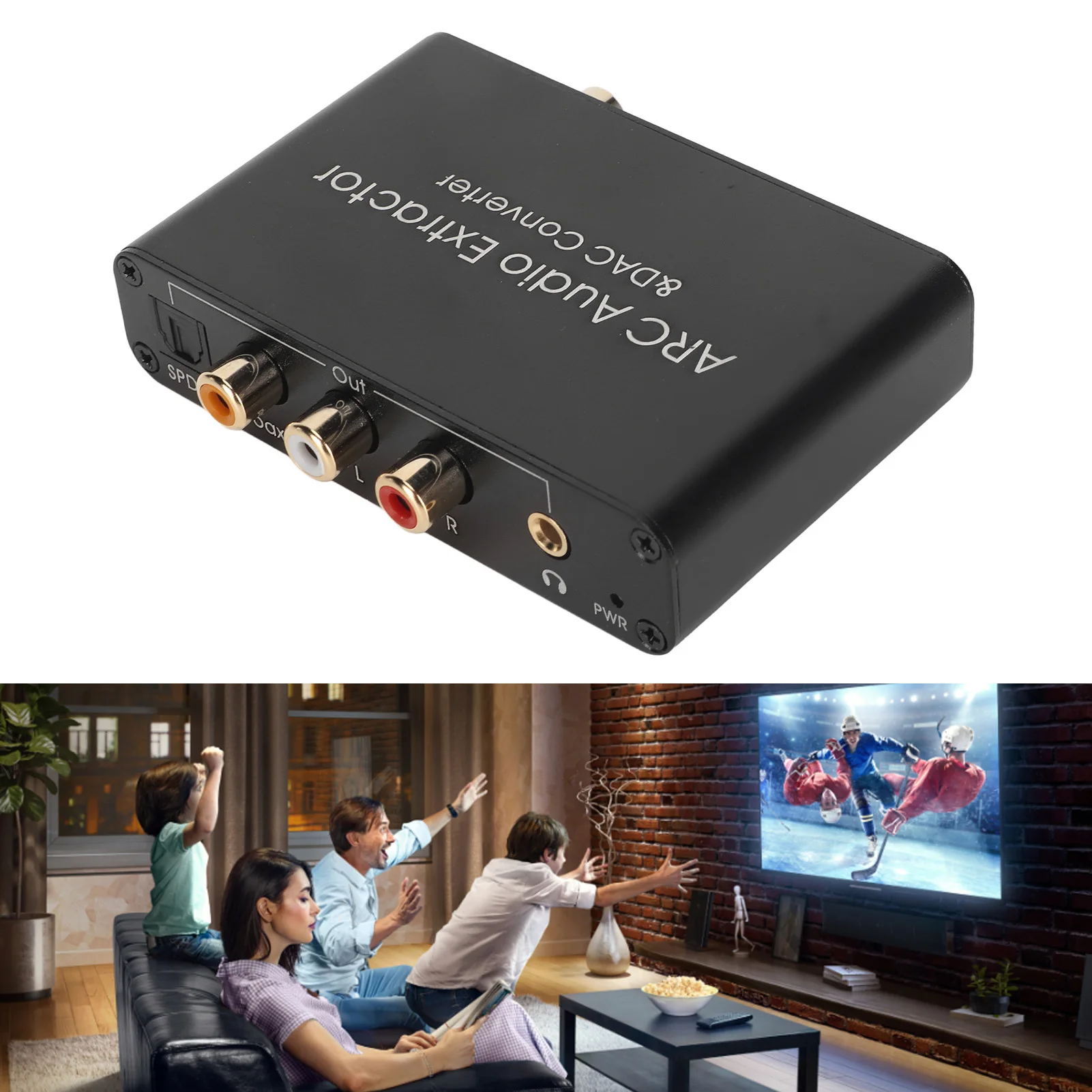 Output HD busur ekstraktor suara 192KHz optik SPDIF 3.5mm Headphone Port Digital Analog konverter suara untuk bioskop rumah TV