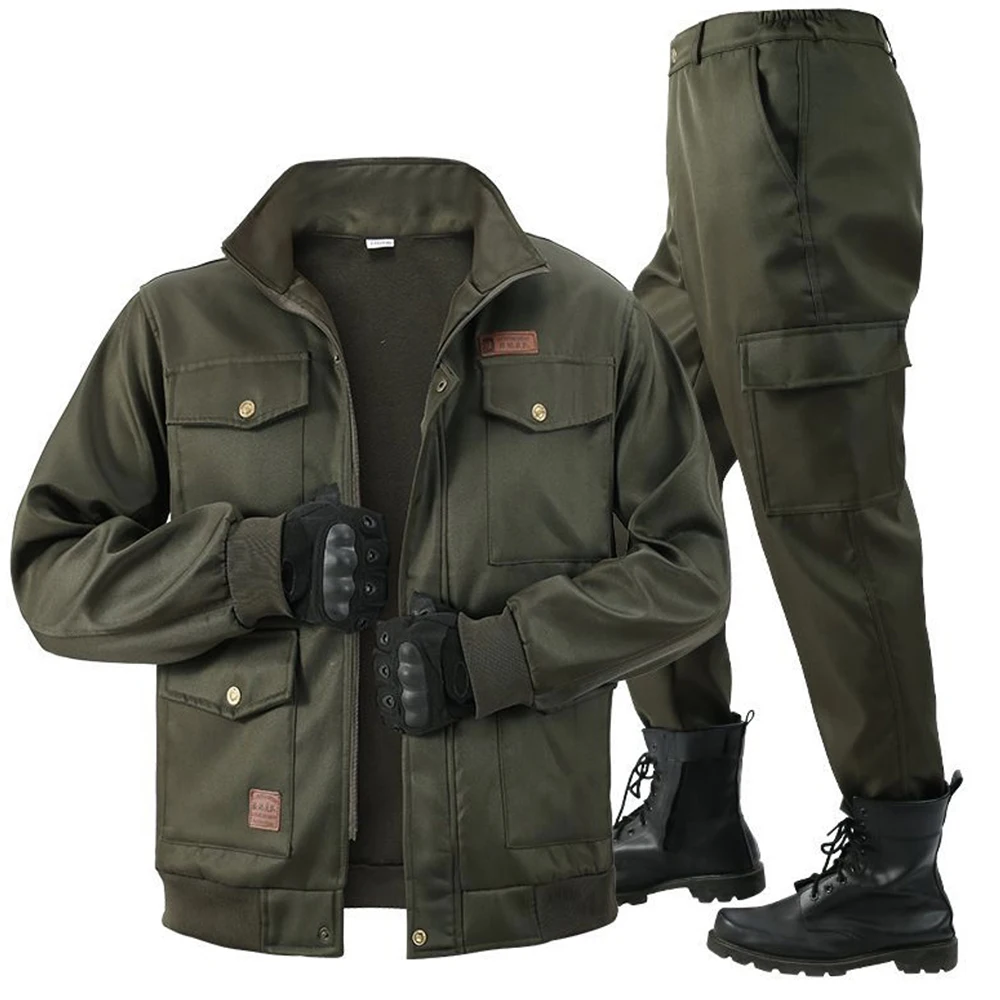 Tough Men Style Wool Wear-Resistant Warm Outdoor Work Clothes