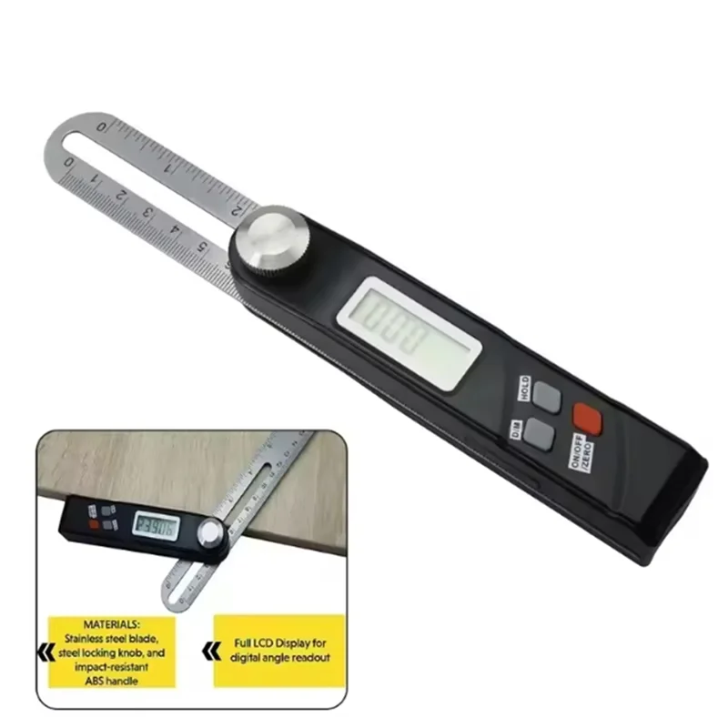 ABBP-Stainless Steel Digital Protractor Gauge 360 Degree Electronic Level Digital Angle Finder Protractor Measuring Tool