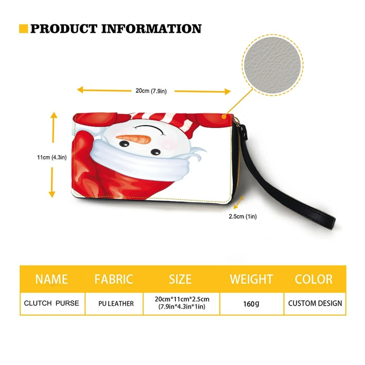 Belidome Lovely Snowman Wristlet Design Clutch Cell Phone Wallet for Women PU Leather Card Holder Multi Card Organizer Wallets