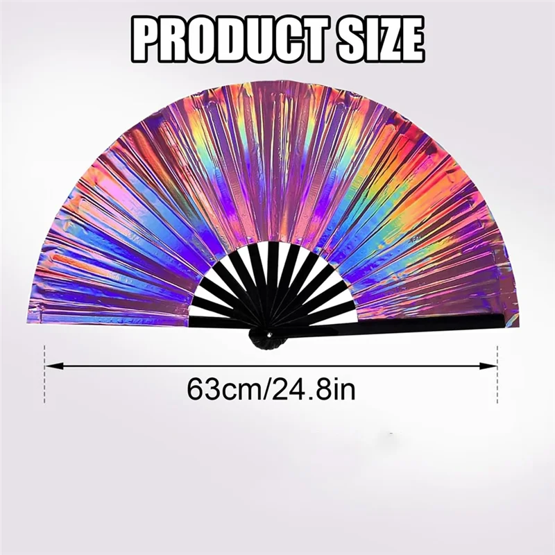 AB45 Stivali sul ventaglio a terra, grandi lancette pieghevoli olografiche Fan Line Dance Popping Fans, stivali a ventaglio a mano a terra