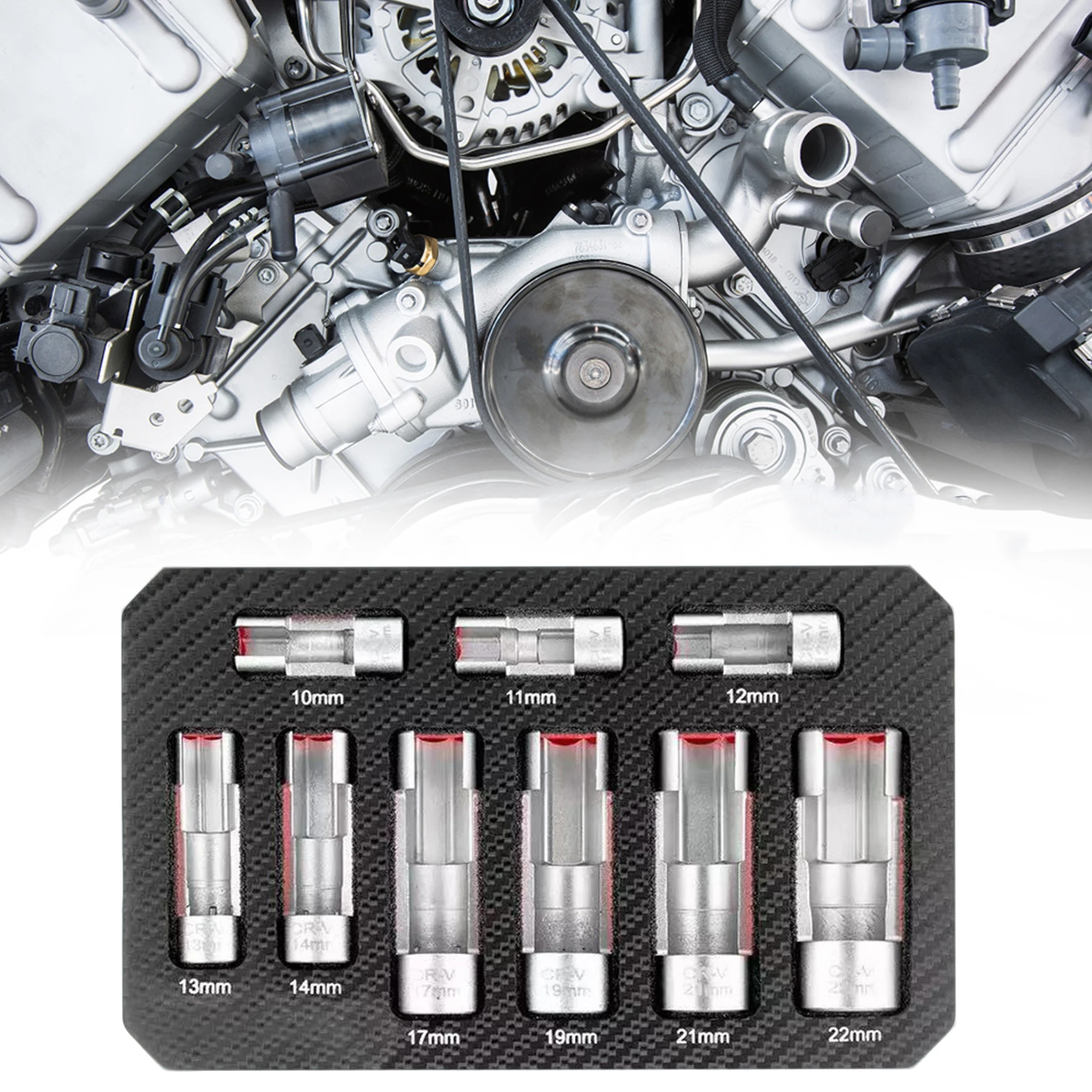 

9 Pieces Oil Pipe Car Wrench Removal Tool Kit Oxygen Sensor Wrench Removal Tool Oxygen Sensor Removal Socket Tool for Vehicle