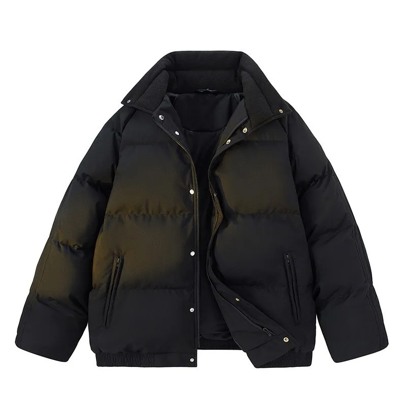 

Новый стиль 2025, зимняя толстая свободная куртка-пуховик унисекс, парное хлопковое пальто, хлопковая куртка большого размера с лацканами