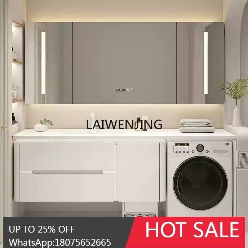 

LYN Corian washing machine integrated cabinet rock slab seamless basin bathroom washstand