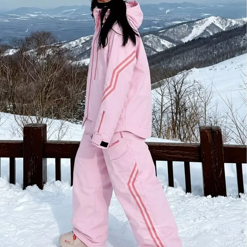 New Snow Suit Set  Winter Windproof Waterproof Warm Costume for Single Double Board Ski Activities