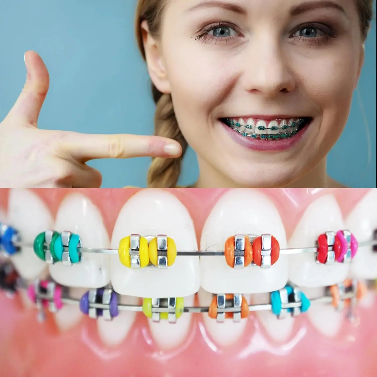 Mehrfarbige orthodontische elastische O-Ring-Gummibänder, mehrfarbige zahnärztliche Ligatur-Gummibänder, orthodontisches Ligaturring-Set - O-Ring-Zahnligaturringe für orthodontische Behandlung und Zahnspangen, 48 Farbe – Detail 15