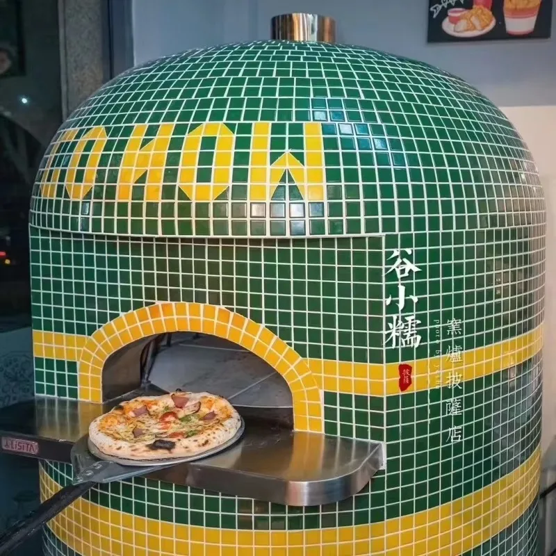 Commercial Large Neapolitan Italian Woodfired Brick Burning Clay Outdoor Pizza Oven Both Gas and Wood for Restaurants