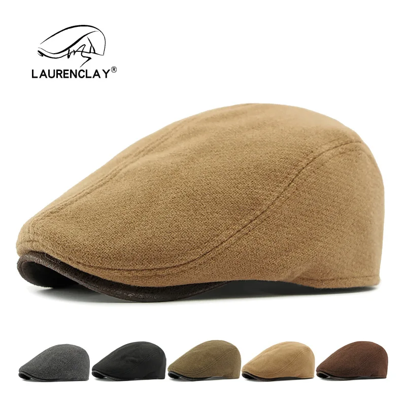 

Men's Autumn And Winter Beret Hat, British Retro Woolen Peaked Cap, Fleece-lined, Thickened, Warm, Casual Forward Cap For Women