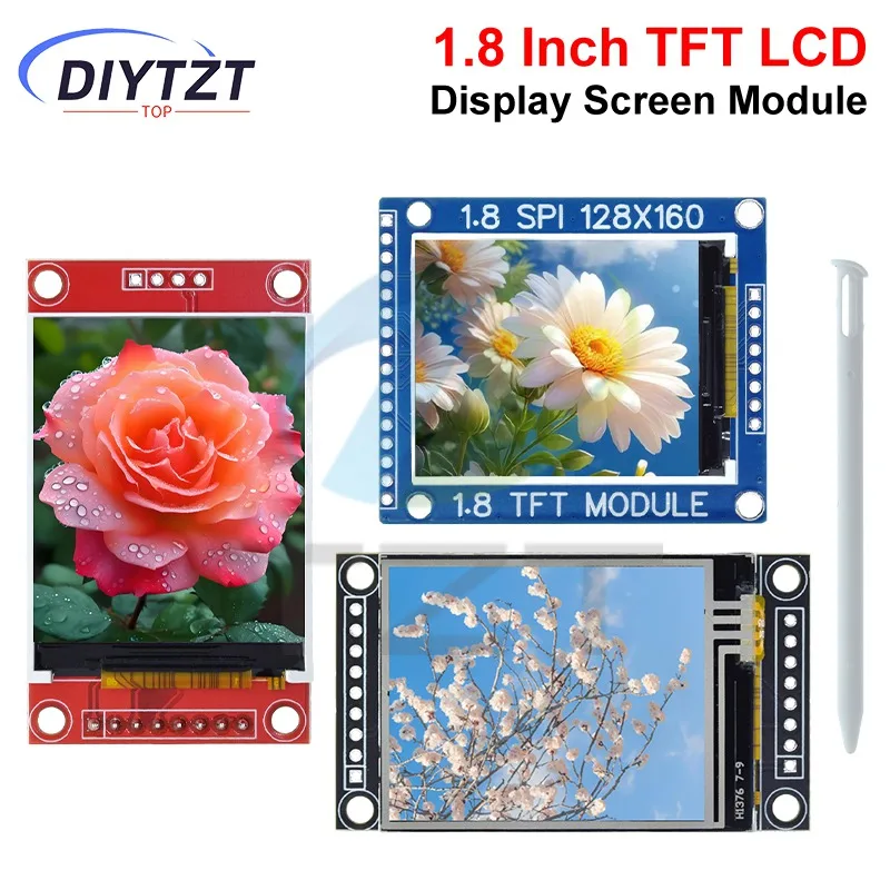 

1,8-дюймовый 1,8-дюймовый ЖК-дисплей TFT-экранный модуль DIYTZT SPI-интерфейс 128*160 Разрешение 16 бит RGB 4 IO ST7735S Драйвер для Arduino