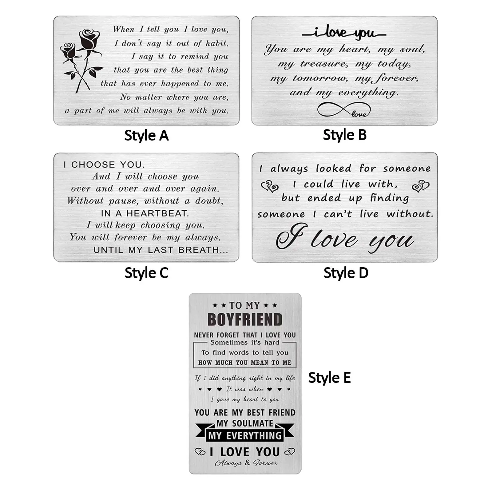 Engraved Wallet Insert Card Valentine's Day New Year Anniversary s