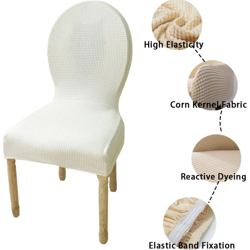 أغطية كرسي الطعام المستديرة الخلفية تمتد الجاكار منحني الظهر غطاء كرسي المطبخ أغطية الكرسي الأوروبي/واقيات الكرسي