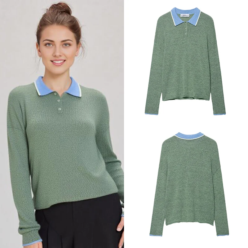 

High Street French Knitted Sweater For Women Autumn New Long Sleeve Fashion Korean Casual Loose Pullover Tops