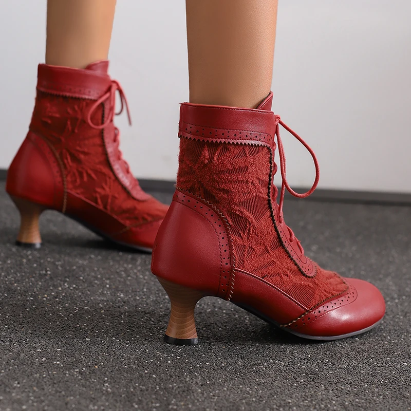 Bottes courtes vintage à lacet - Women'S Shoes Big Feet avis et prix