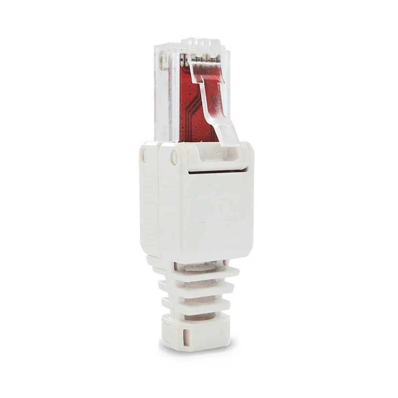 White RJ45 Tool-less Connector No Crimp Connectors CCTV Ethernet Cable Head Plug