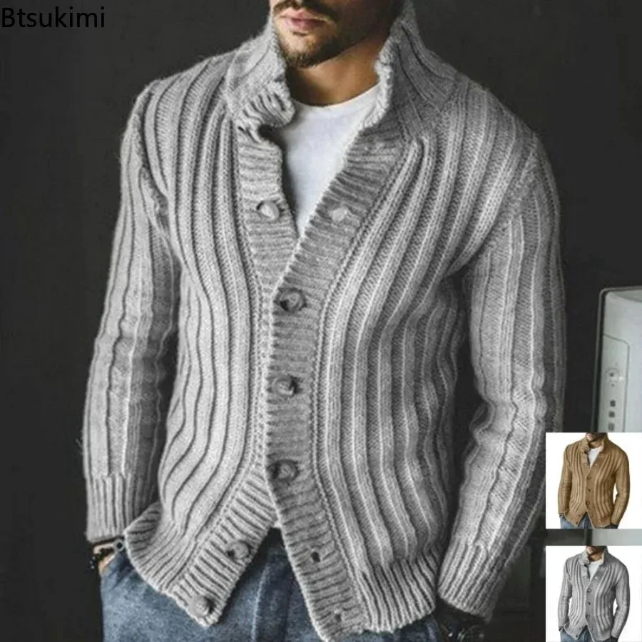 

2025 Men's Thick Warm Sweater Vintage Autumn Winter Knitted Men Cardigan Sweater Long Sleeve Casual Coats Jacket Mens Clothing