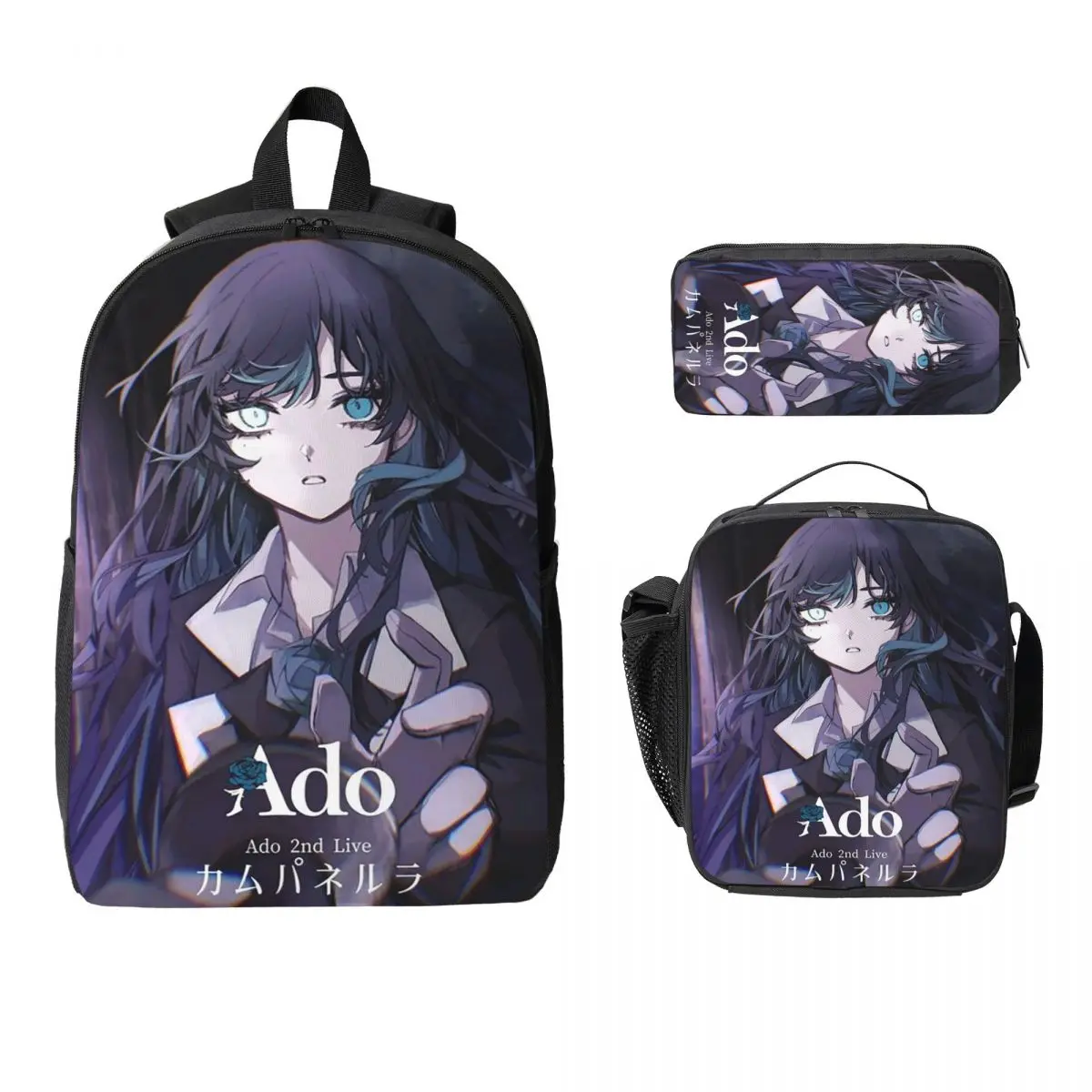 

Японский рюкзак Ado, студенческая сумка для книг для мальчиков и девочек, школьная сумка, компьютерные сумки на плечо, 3 шт., изолированная сумка для обеда, пенал