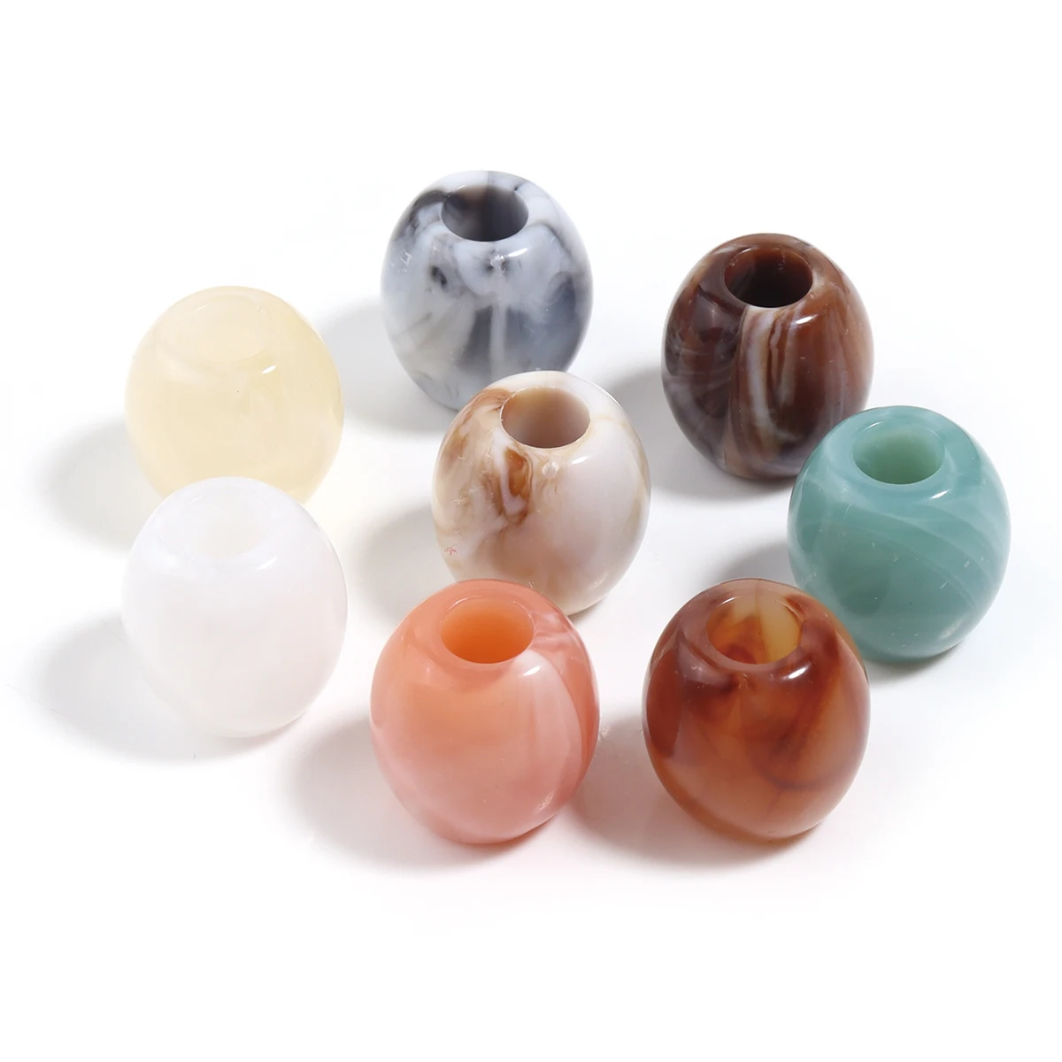 40 Stück/Lot zweifarbige, tonnenförmige Acrylperlen mit großem Loch, lose Abstandsperlen für DIY-Armbänder, Halsketten, Schmuckherstellung. – Detail 3