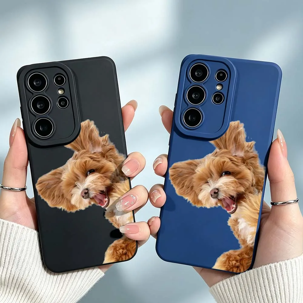 Playful Brown Puppy For Samsung Galaxy S26 S25 S24 S23 S22 S21 A55 A54 A35 A15 Ultra FE Plus Phone Case Cover
