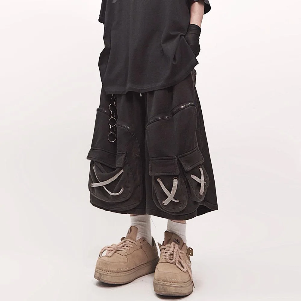 

ARENS шорты-карго с несколькими карманами, мужская уличная одежда, брюки до колена в стиле хип-хоп, Harajuku, винтажные мешковатые повседневные широкие короткие мужские шорты