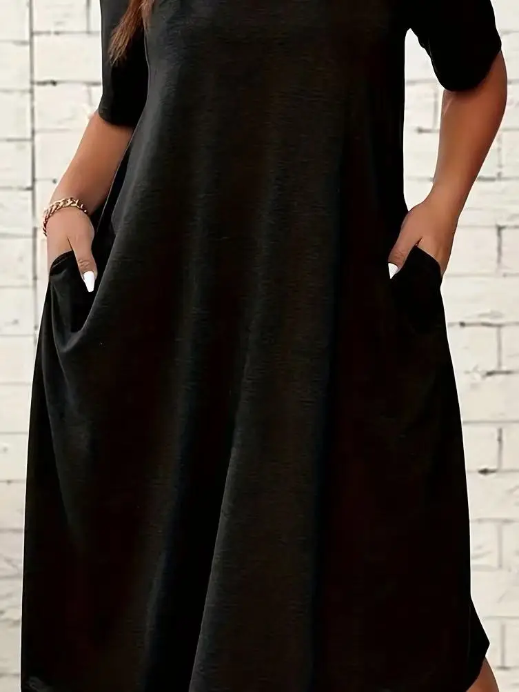 

Женское летнее платье больших размеров с коротким рукавом