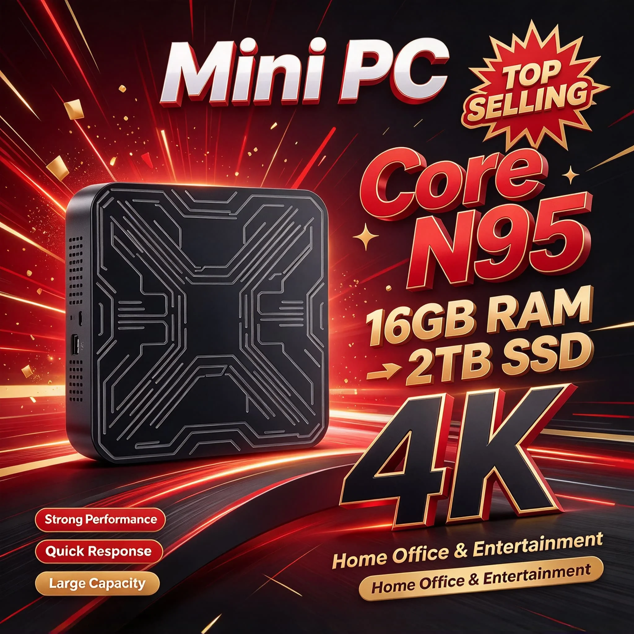 New Mini PC Intel N95 Windows Portable Computer Gaming 16GB RAM 1TB 2TB SSD Office Study 4K WiFi 6 Gamer PC Pro Max Plus