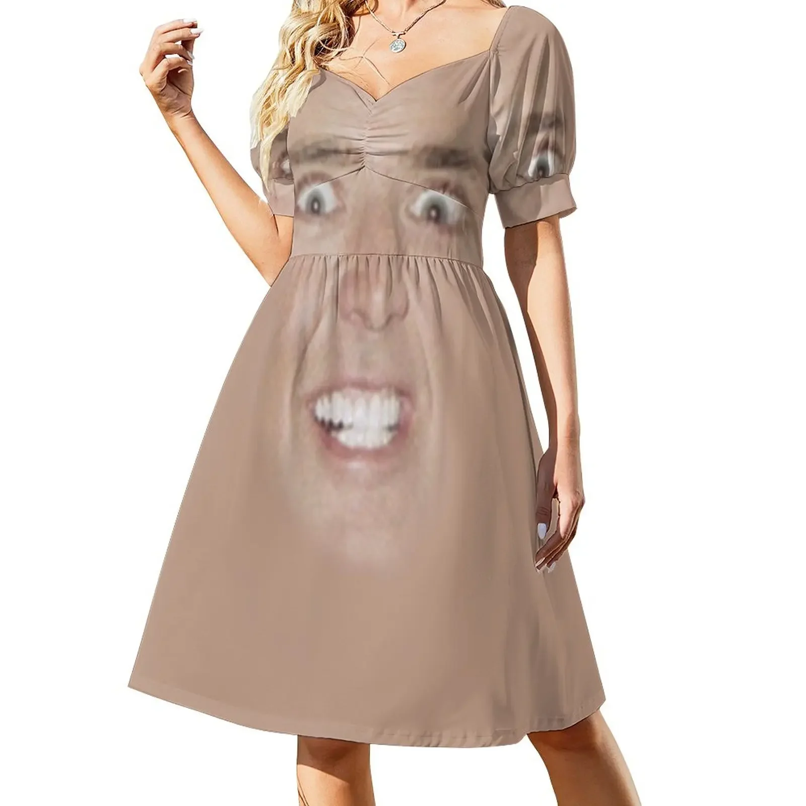 

Nicholas Cage Face Pattern Short-Sleeved Dress bandage dress long sleeve dress women's clothing trend 2025