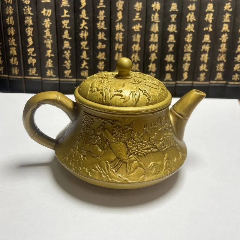 Brass Die-Cast Baifu Creative Copper Teapot Ornament