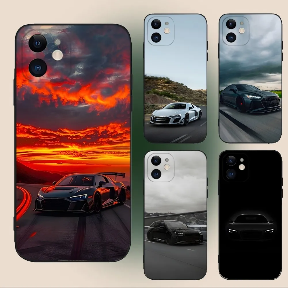 A-Audi R8 RS6 RS7 Sports Car Phone Case For iPhone 15,14,13,12,11,Plus,Pro Max,XS,X,XR,SE,Mini,8,7 Soft Silicone Black Cover